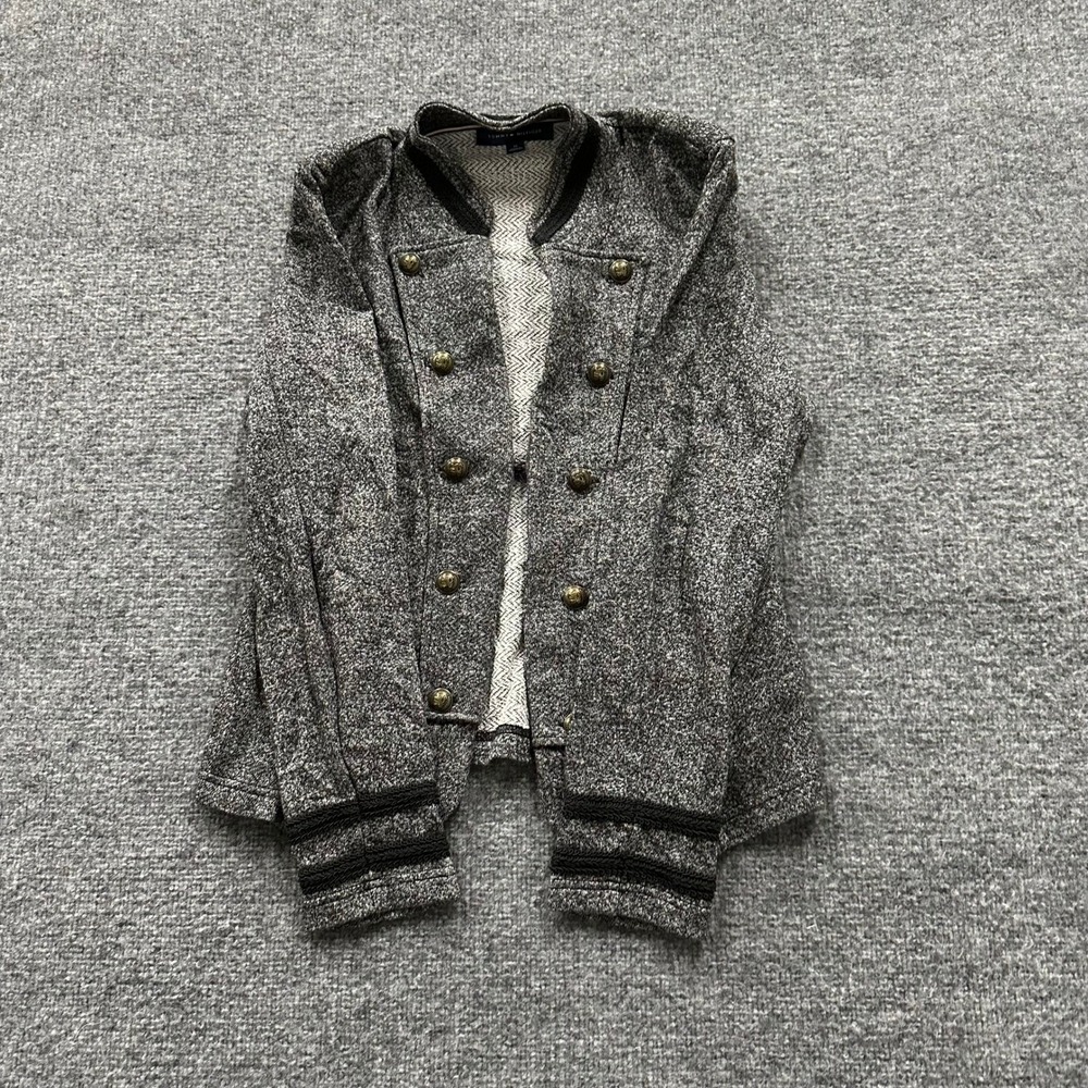 Tommy Hilfiger Cardigan Womens Size M Gray Military Knit Gold Button Jacket